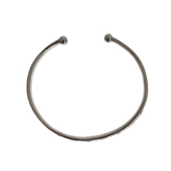 Nialaya Gray Rhodium 925 Silver Bangle Bracelet - S - Bracelets