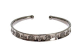 Nialaya Gray Rhodium 925 Silver Bangle Bracelet - S - Bracelets