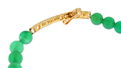 Nialaya Jade Stone Gold CZ Cross 925 Silver Bracelet - Bracelets