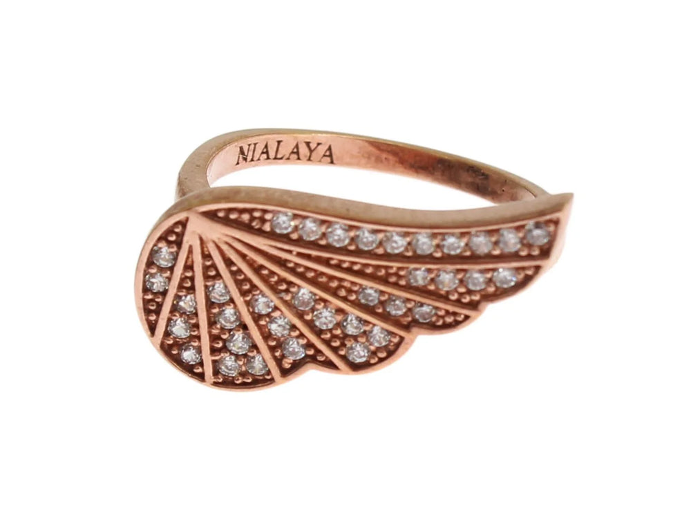 Nialaya Pink Gold 925 Silver Womens Clear CZ Ring - Rings