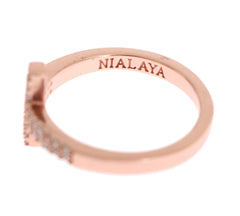Nialaya Pink Gold 925 Silver Womens Cross CZ Ring - Rings