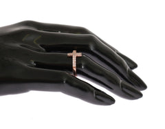 Nialaya Pink Gold 925 Silver Womens Cross CZ Ring - Rings