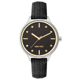 Nine West Black Leather Dress Watch