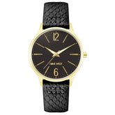 Nine West Black Leather Dress Watch
