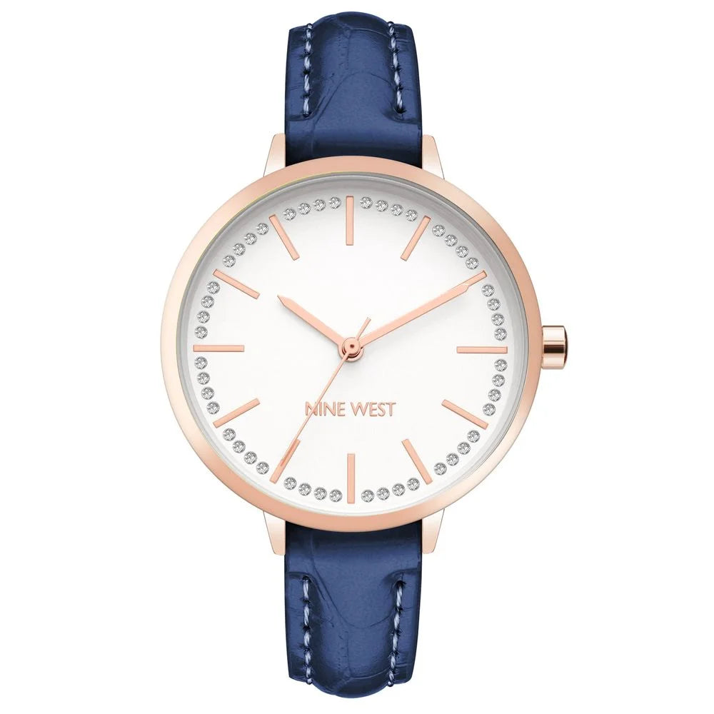 Nine West Blue Leather Dress Watch