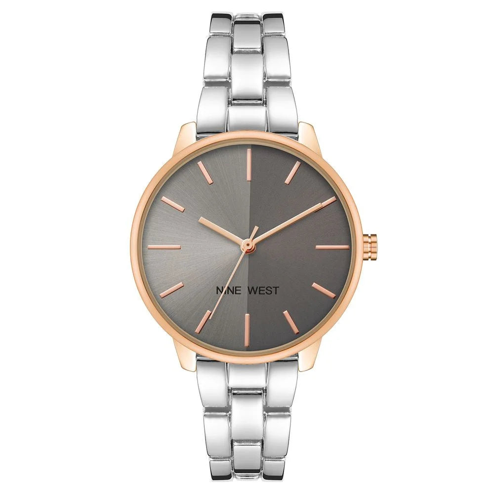 Nine West Gray Metal Dress Watch