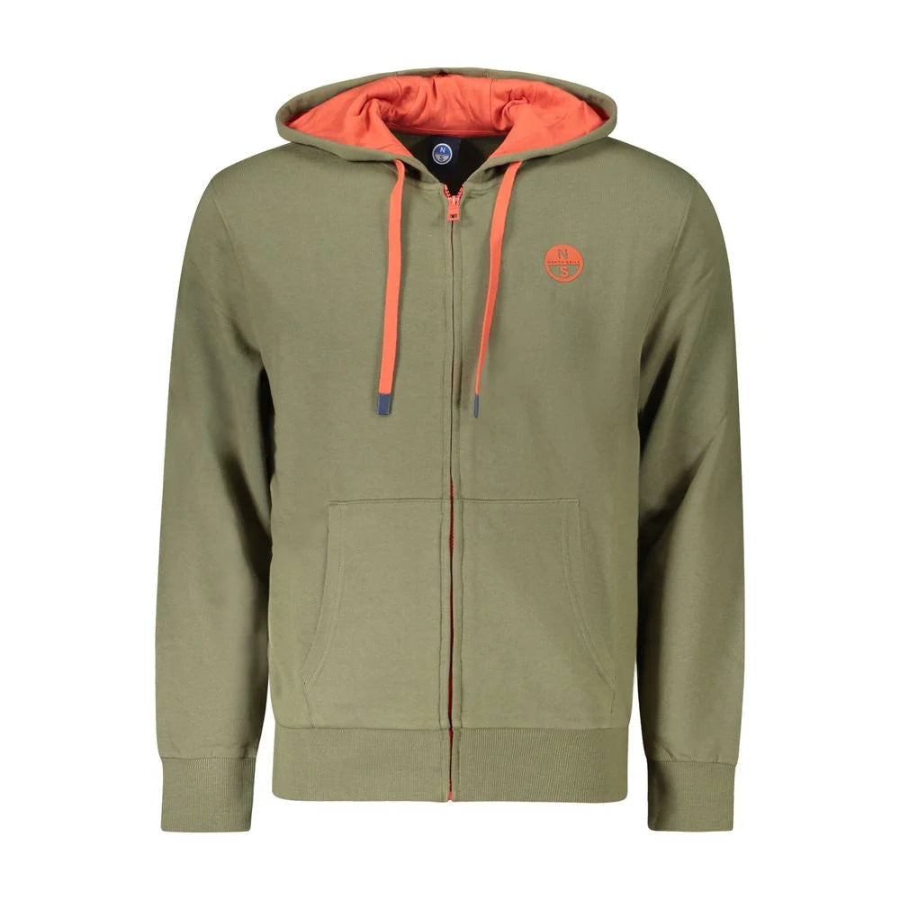 North Sails Green Cotton Men’s Hooded Sweater - S - Hoodies