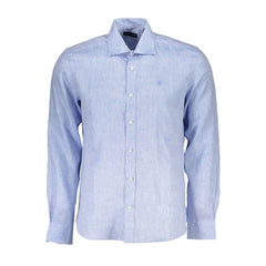 North Sails Light Blue Linen Men Shirt - M - Shirts