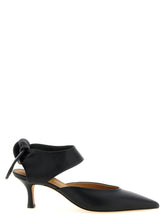ODISSI black lamb leather mid heel pumps featuring a pointed toe and structured silhouette for a refined aesthetic.