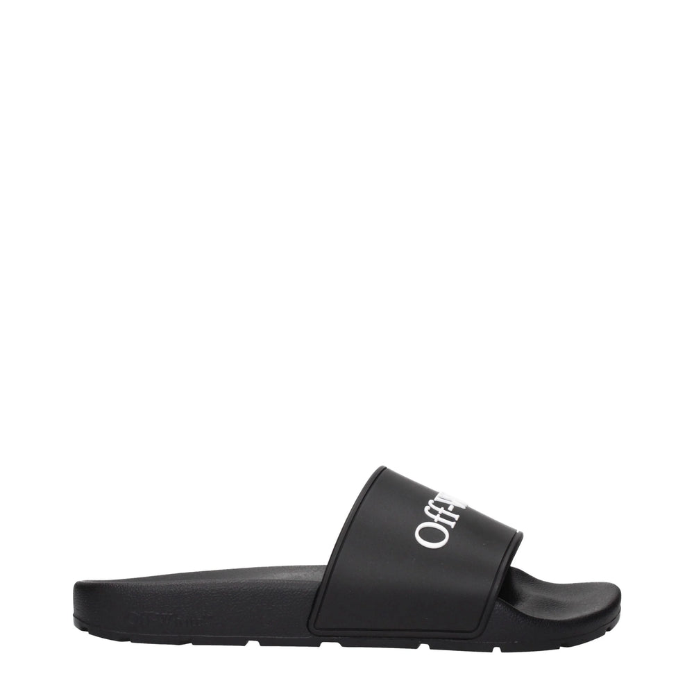 Off-White Black Cotton Slippers Sandals
