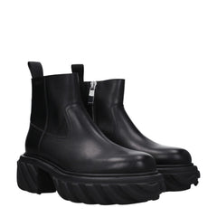 Off-White Black Leather Ankle Boots - Boots