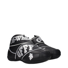 Off-White נעלי סניקרס גבוהות מעור שחור - EU43/US10