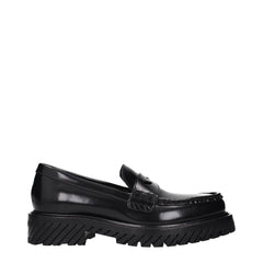 Off-White Black Leather Slip-On Loafers