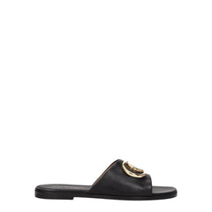 Off-White Black Leather Slippers Sandals
