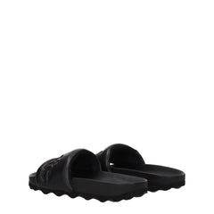 Off-White Black Leather Slippers Sandals