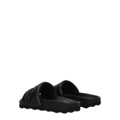 Off-White Black Leather Slippers Sandals - EU35/US5
