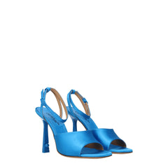 Off-White Blue Satin Stiletto Heels Sandals