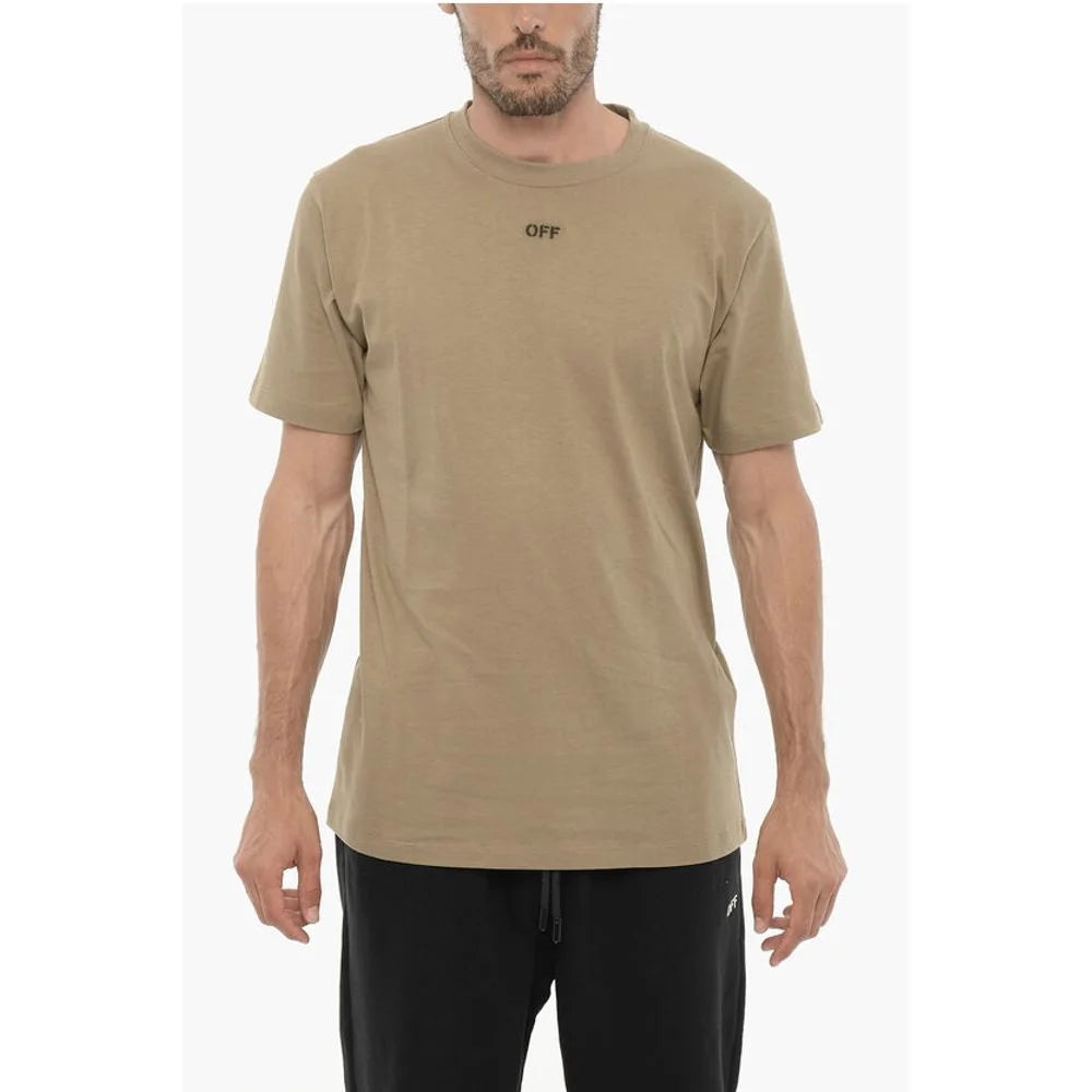 Off-White Slim Fit Crew-neck T-Shirt with Embroidered Logo - T-Shirts