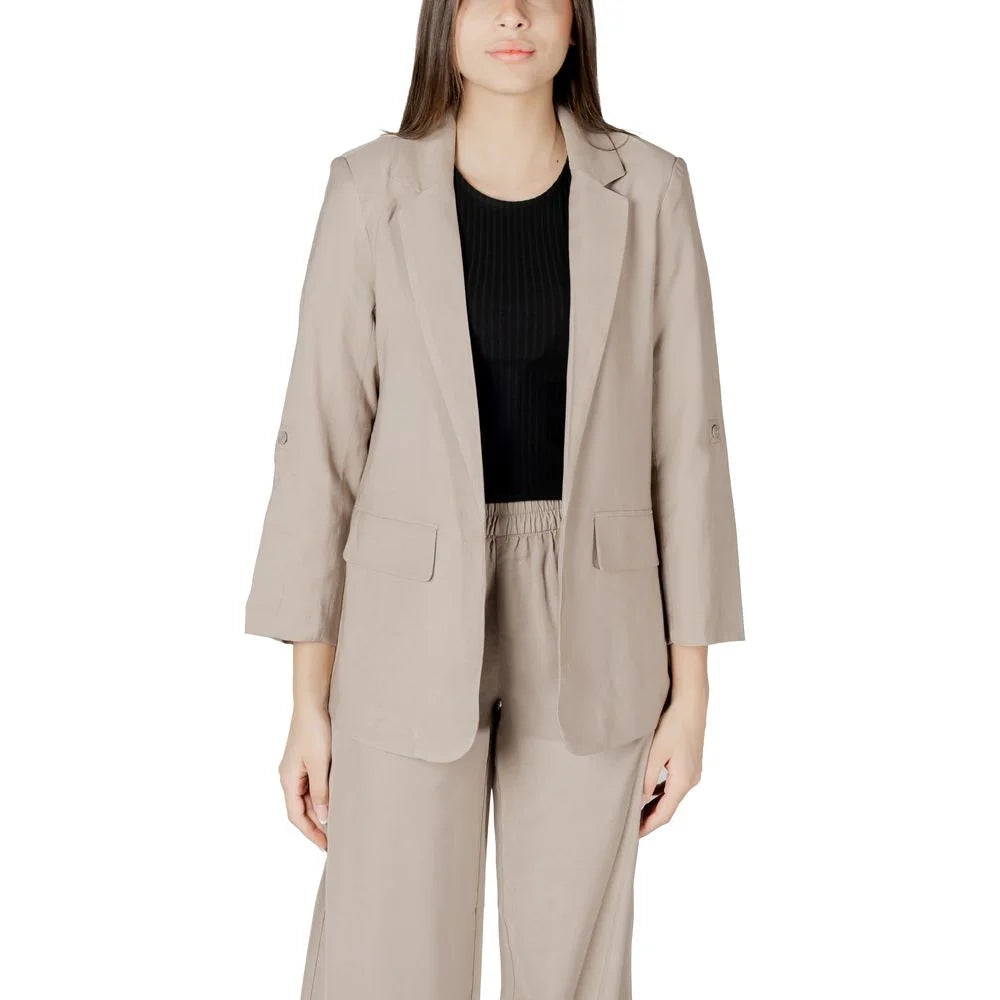 Only Beige Viscose Blazer - Coats & Jackets