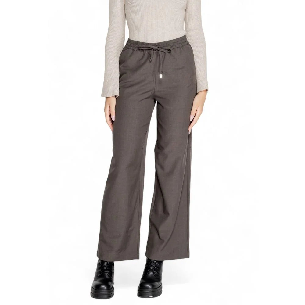 Only Gray Polyester Pant - Trousers