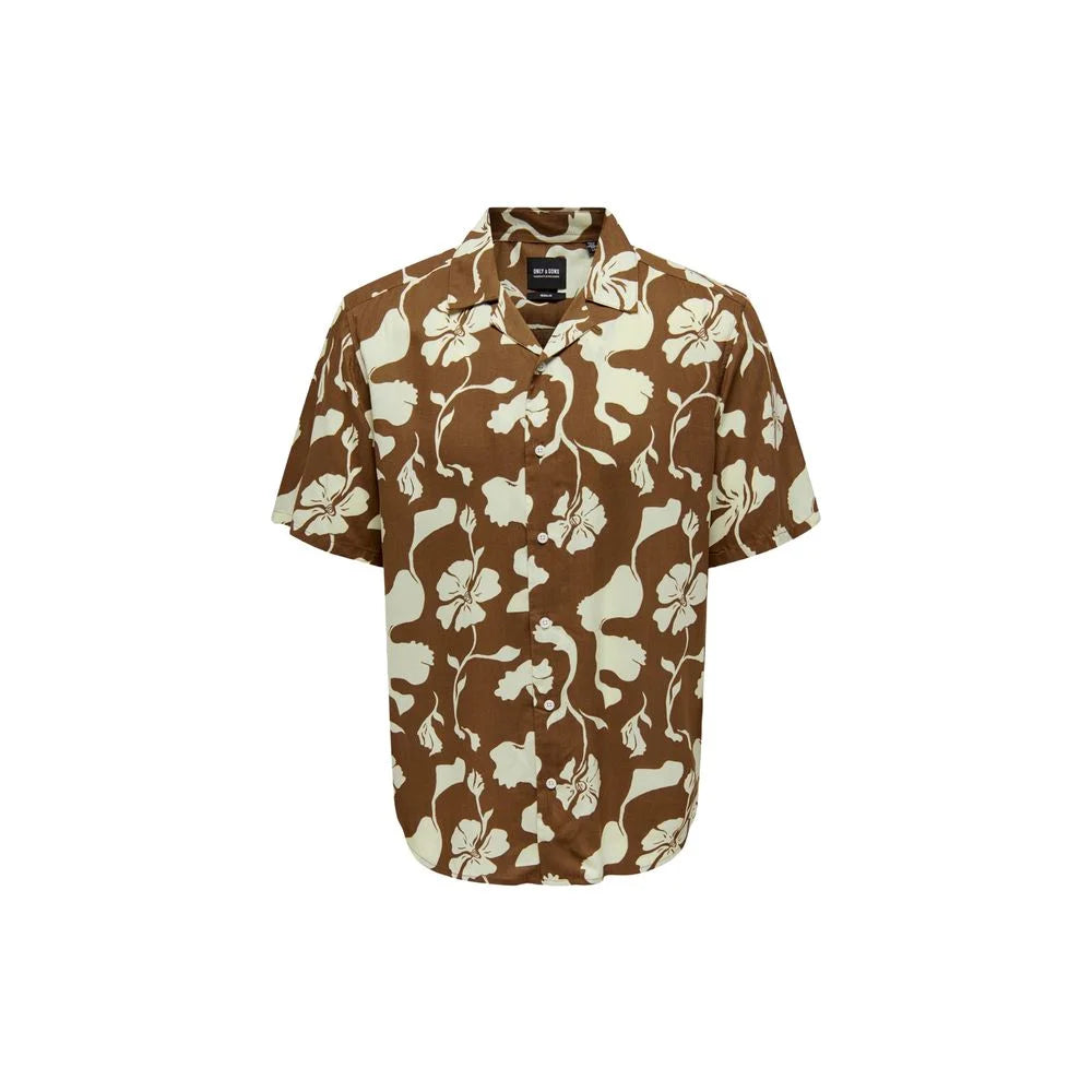 Only & Sons Brown Viscose Shortsleeve - IT44 | S - Shirts