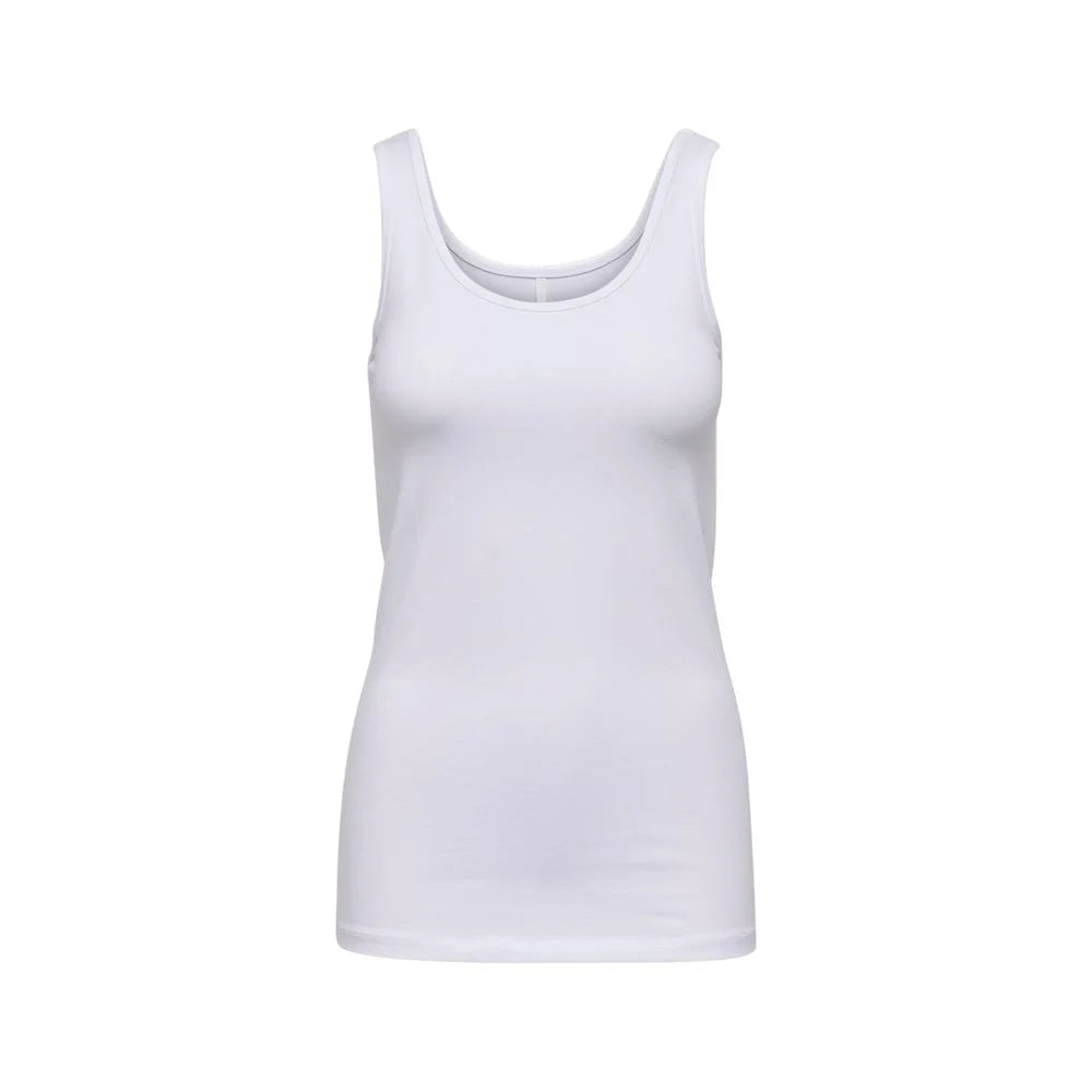 Only White Cotton Tank Top - Tank Tops