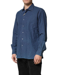 Orian 1968 Blue Button Down Long Sleeves Men Shirt - IT43 | 2XL