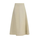 P.A.R.O.S.H. Beige Linen Midi Skirt