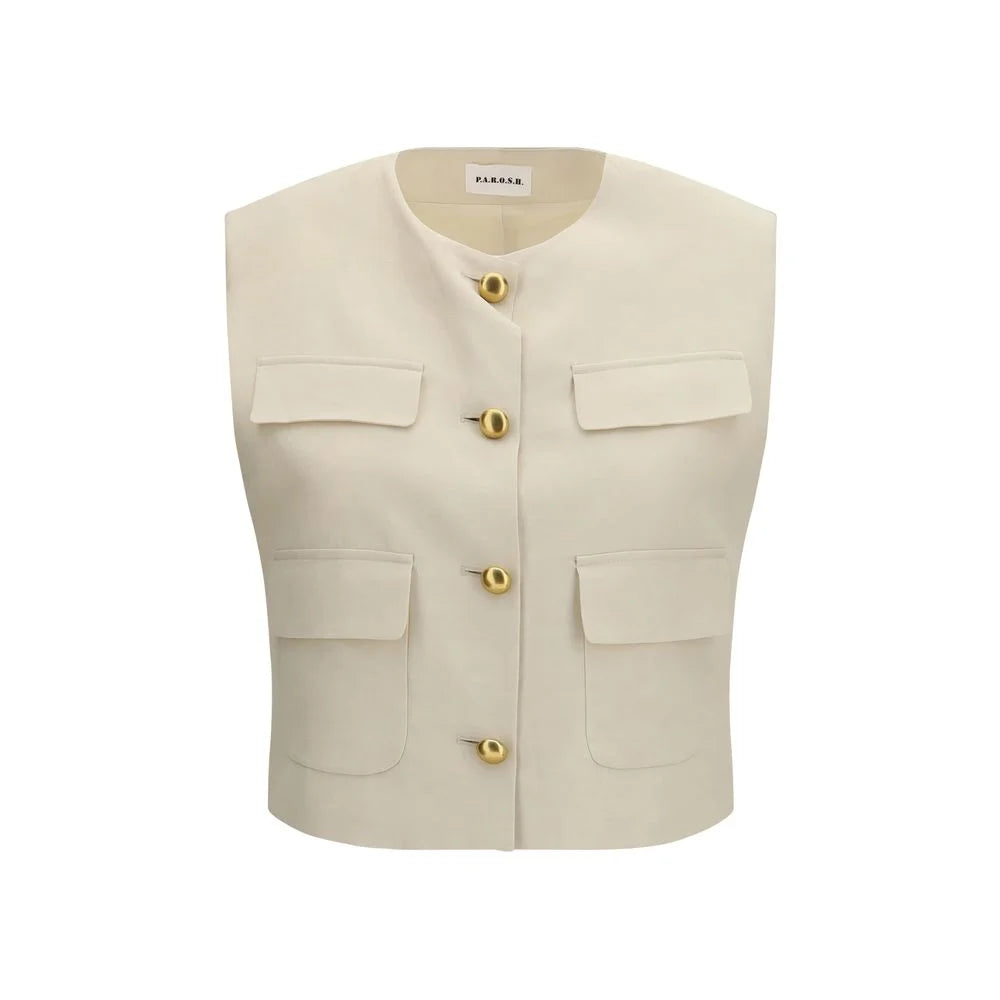 P.A.R.O.S.H. Beige Wool Sleveless Jacket