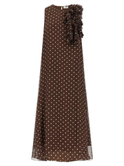 P.A.R.O.S.H. Brown Polyester Long Dress - L