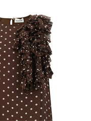P.A.R.O.S.H. Brown Polyester Long Dress - L