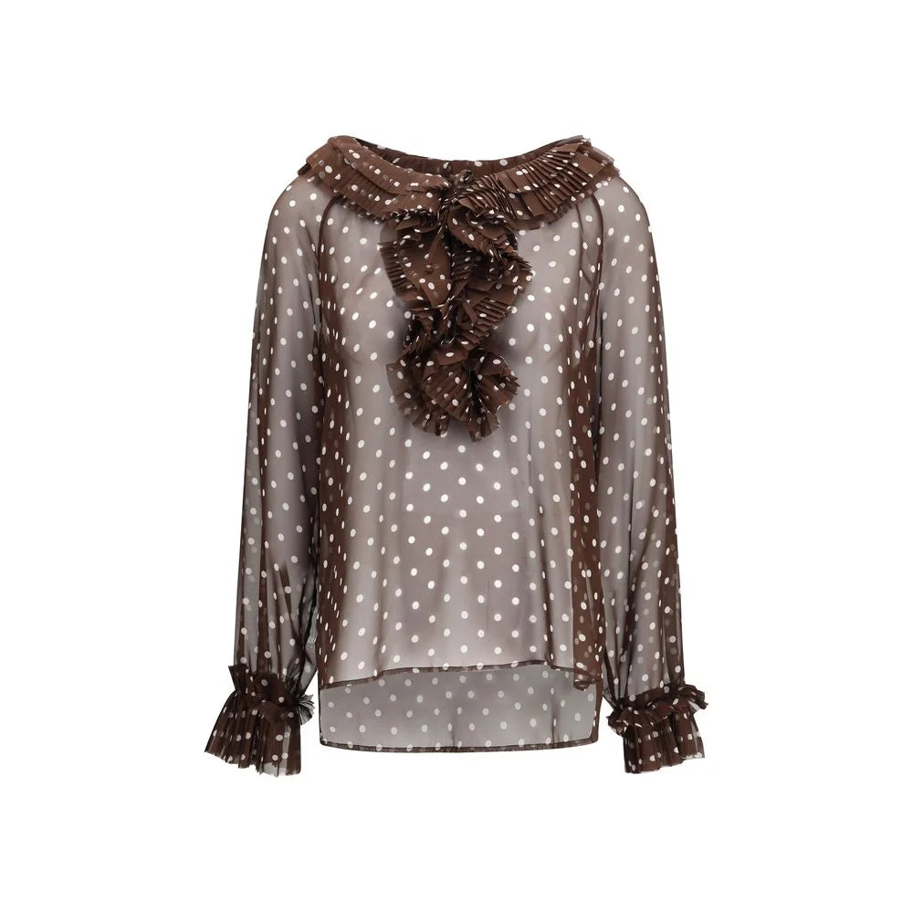 P.A.R.O.S.H. Brown Polyester Pattern Shirt - M