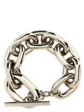 Paco Rabanne silver metal chain-link bracelet featuring oversized architectural links and a polished finish.