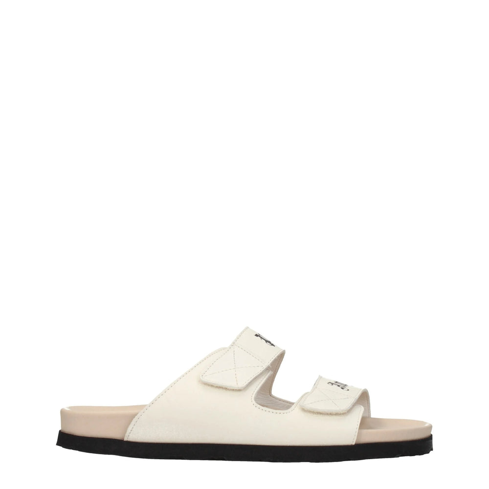 Palm Angels Beige Leather Slippers Sandals