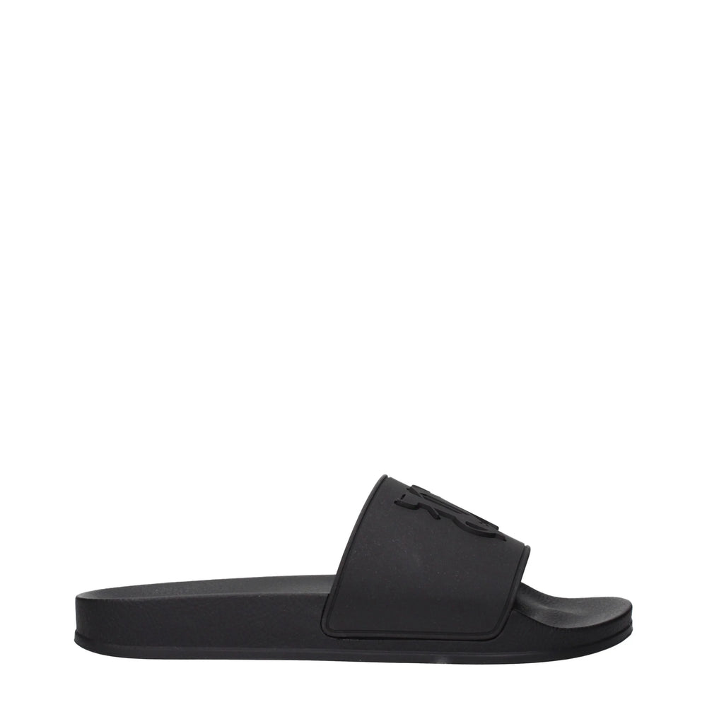 Palm Angels Black Cotton Slippers Sandals - EU40/US7