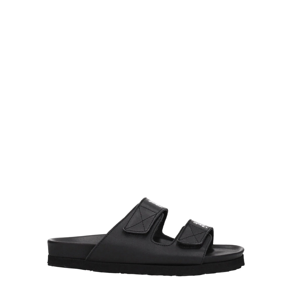 Palm Angels Black Leather Flat Sandals - EU36/US6