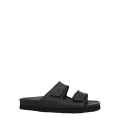 Palm Angels Black Leather Flat Sandals - EU36/US6