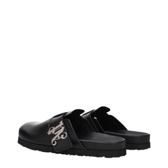 Palm Angels Black Leather Slippers - EU40/US7