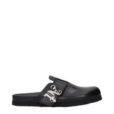 Palm Angels Black Leather Slippers - EU40/US7