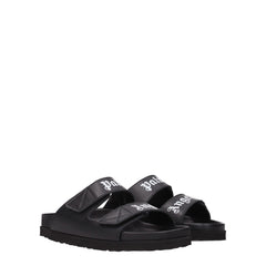 Palm Angels Black Leather Slippers Sandals - EU37/US7