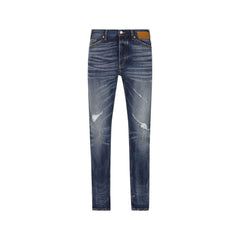 Palm Angels Blue Cotton Straight-Leg Jeans