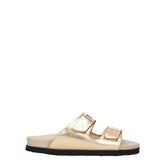 Palm Angels Gold Leather Slippers Sandals