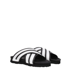 Palm Angels White Leather Slippers Sandals