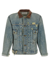 Front view of the PALY Blue Cotton Denim Jacket featuring a classic collar and structured chest pockets.