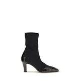 Paris Texas Black Calf Leather Bos Taurus Ankle Boots