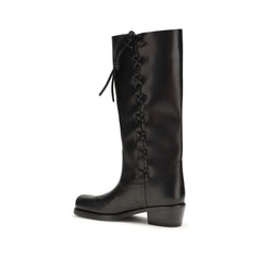 Paris Texas Black Calf Leather Bos Taurus Lace-Up Boots