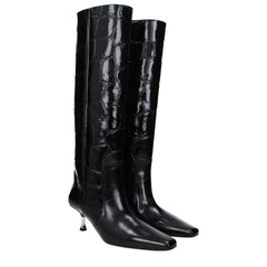 Paris Texas Black Leather High Heel Boots - EU37/US7