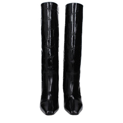 Paris Texas Black Leather High Heel Boots - EU37/US7