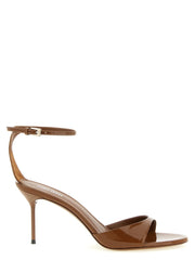Paris Texas Brown Calfskin Stiletto Heel Sandals