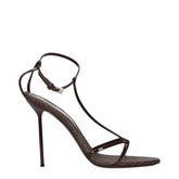 Paris Texas Brown Leather Stiletto Heel Sandals